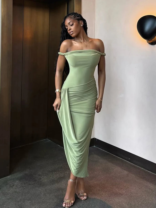 Weird Puss Irregular Patchwork Dress Women Sexy Slash Neck Side Split Elegant Tight Stretch Summer Trend Skinny Maxi Bodycon