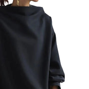 Yeezzi Spring Female Tops Fashion Casual Solid Color High-Neck Long Sleeves Cotton Black Shirts For Women 2023