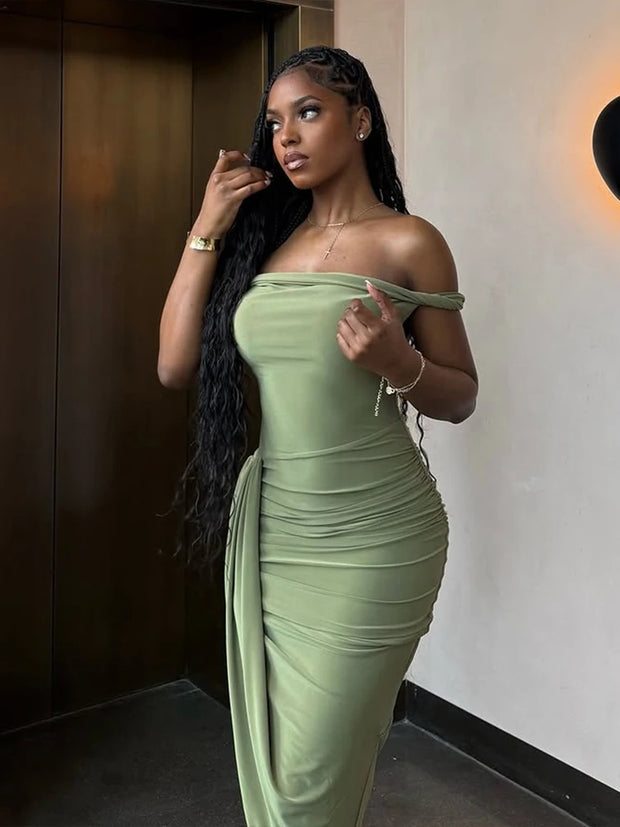 Weird Puss Irregular Patchwork Dress Women Sexy Slash Neck Side Split Elegant Tight Stretch Summer Trend Skinny Maxi Bodycon