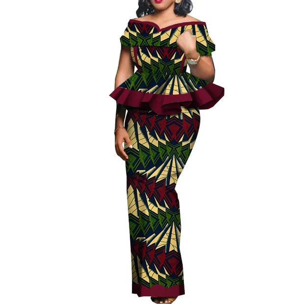 Party African Dress Women Skirt Sets Traditional  2 Pieces Suits Custom Made Dashiki Tops and Skirts Plus Size Clothing WY5104
