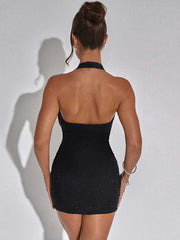Solid Color Mini Dress Women Fashion Deep V-neck Strapless Dresses Female Trend Streetwear Clothing