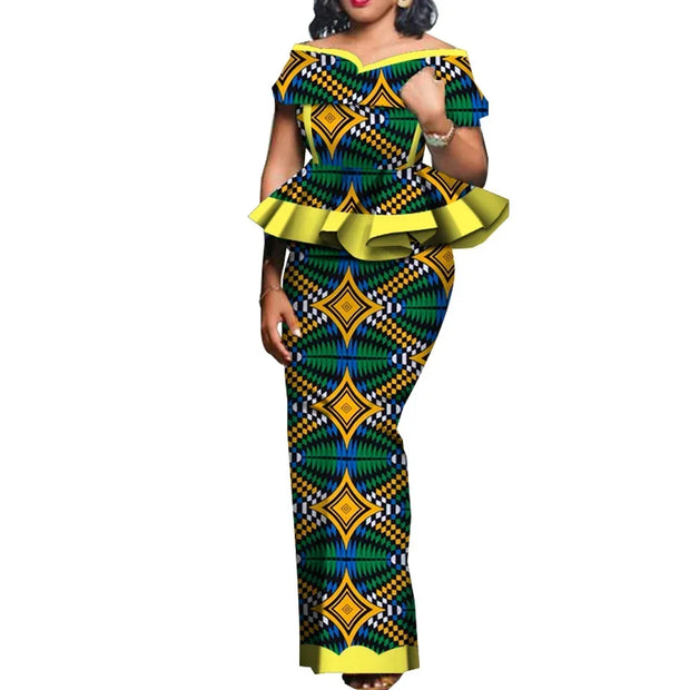 Party African Dress Women Skirt Sets Traditional  2 Pieces Suits Custom Made Dashiki Tops and Skirts Plus Size Clothing WY5104