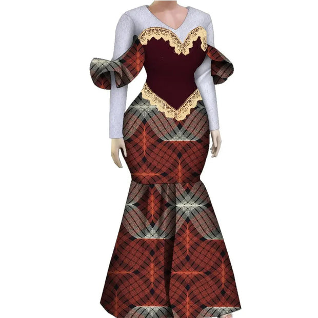Women African Plus Size Evening Dresses Wedding Party Long Luxury Lace Gown Bodycon Mermaid Dress Ankara Dresses Clothing WY1490