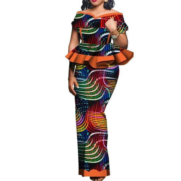 Party African Dress Women Skirt Sets Traditional  2 Pieces Suits Custom Made Dashiki Tops and Skirts Plus Size Clothing WY5104