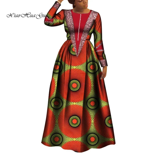 African Dresses for Women Dashiki Dress African Print Robe Africaine Femme Plus Size Africa Clothing Wedding Party WY8034