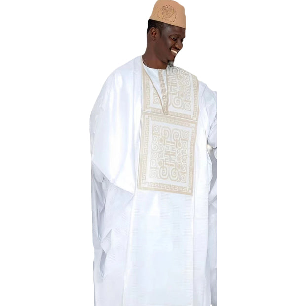 African Dresses For Couples Traditional  Bazin Embroidery Dresses Floor Length Dress With Scarf Couple Design