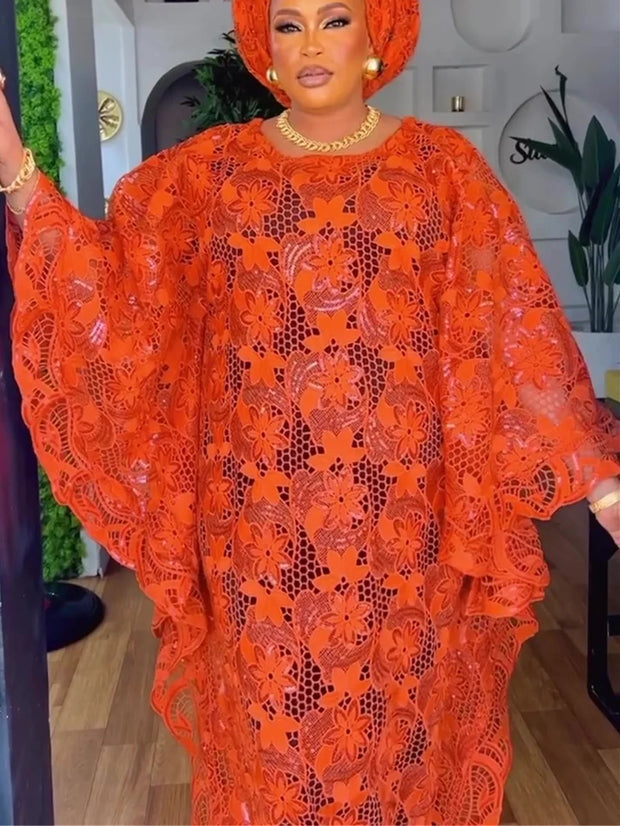 Elegant African Dresses for Women Muslim Fashion Boubou Abayas Robe Dashiki Ankara Lace Outfits Evening Gown Kaftan Maxi Dress