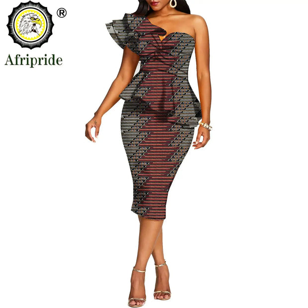 African 2 Piece Set for Women Crop Top + Print Skrit Set Ankara Clothing Dashiki Outfits Blouse Shirt Midi Skirt Casual S1926100