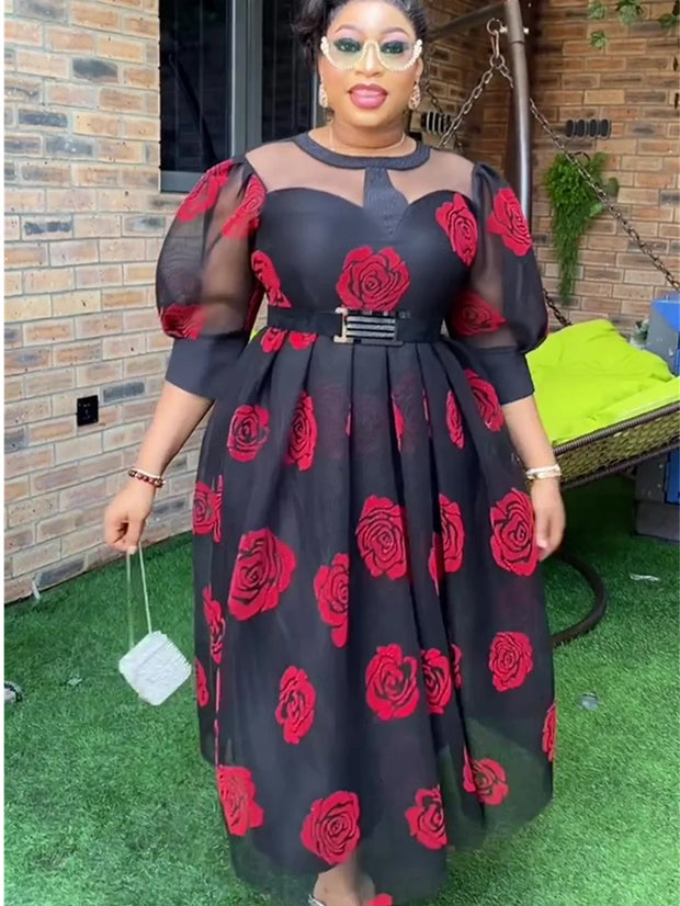 Fashion Plus Size African Party Dresses for Women Dashiki Ankara Lady Evening Gowns Elegant Turkey Muslim Maxi Dress 2024 New