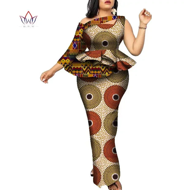 BintaRealWax African Women Clothing Bazin Rich Top and Skirt Sets Plus Size 7XL African Clothing 2 Pieces Skirt Set WY9067