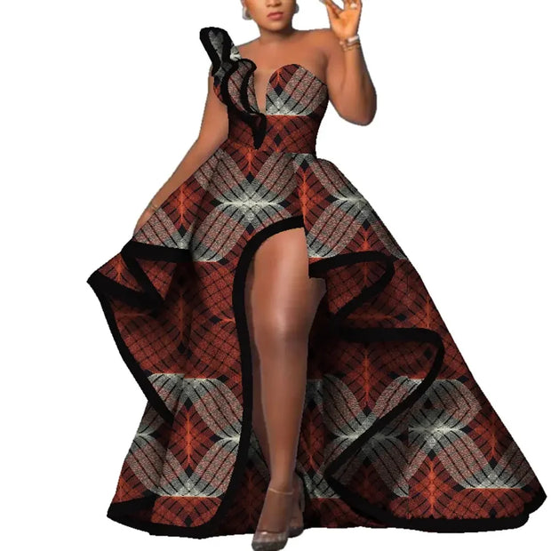 Dashiki Party Dresses Fashion Robe Africaine Ankara Floral Print Maxi Long Strapless Dresses African Dresses for Women WY6981