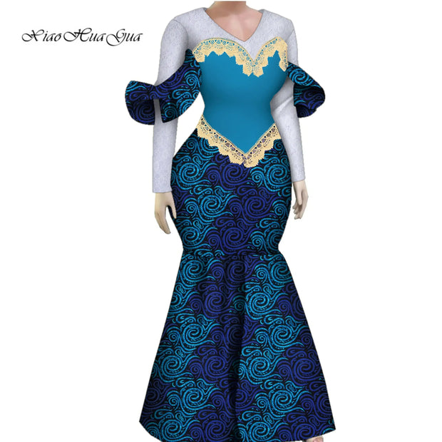 Women African Plus Size Evening Dresses Wedding Party Long Luxury Lace Gown Bodycon Mermaid Dress Ankara Dresses Clothing WY1490