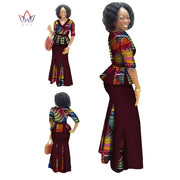 Traditional African Clothing 2 Piece Set Women Clothes Half Sleeve Maxi Dress Dashiki African Print Skirt free Scarf 6XL WY1435