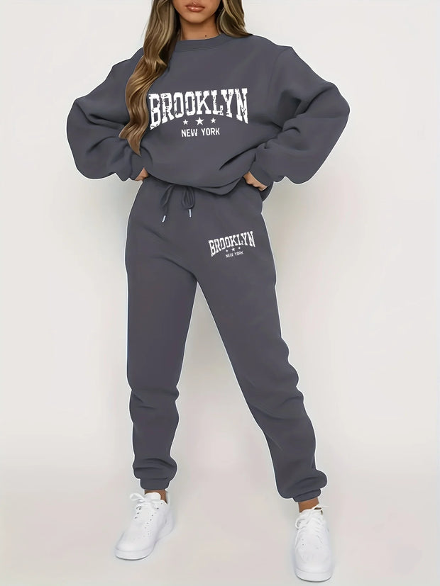 Autumn Winter Women's Sweater Pants Set  Women Hoodie set Street Hip Hop Clothing Casual Female  Clothing Plush sweatshirt