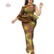 BintaRealWax African Women Clothing Bazin Rich Top and Skirt Sets Plus Size 7XL African Clothing 2 Pieces Skirt Set WY9067