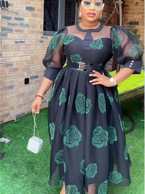 Fashion Plus Size African Party Dresses for Women Dashiki Ankara Lady Evening Gowns Elegant Turkey Muslim Maxi Dress 2024 New