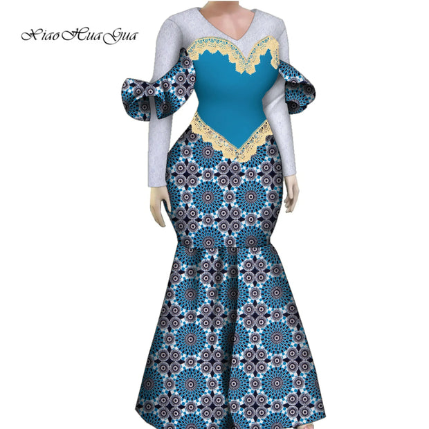Women African Plus Size Evening Dresses Wedding Party Long Luxury Lace Gown Bodycon Mermaid Dress Ankara Dresses Clothing WY1490