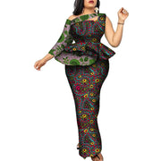 BintaRealWax African Women Clothing Bazin Rich Top and Skirt Sets Plus Size 7XL African Clothing 2 Pieces Skirt Set WY9067