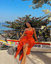 CM.YAYA 2024 Summer Sleeveless Sweet Cute Strapless Slim Floor-Length Long Women Dress Beach Party Sexy Streetwear Maxi Dresses