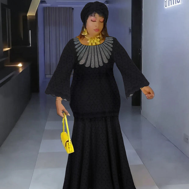 Plus Size African Party Dresses for Women Dashiki Ankara Lace Evening Gown Abayas Robe Muslim Kaftan Maxi Long Dress 2025