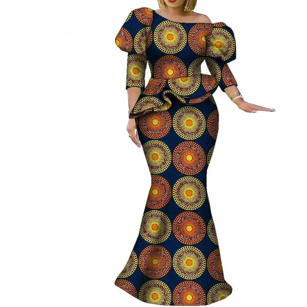 Church African Skirt and Top 2pcs Set High Waist Handmade Plus Size Wedding Party Clothing for Elegant Fashion Lady WY9335
