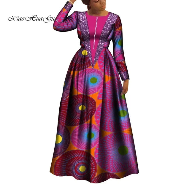 African Dresses for Women Dashiki Dress African Print Robe Africaine Femme Plus Size Africa Clothing Wedding Party WY8034