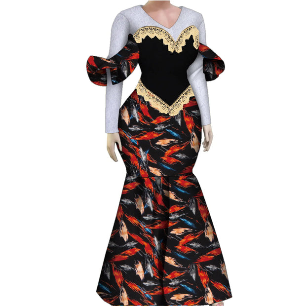 Women African Plus Size Evening Dresses Wedding Party Long Luxury Lace Gown Bodycon Mermaid Dress Ankara Dresses Clothing WY1490