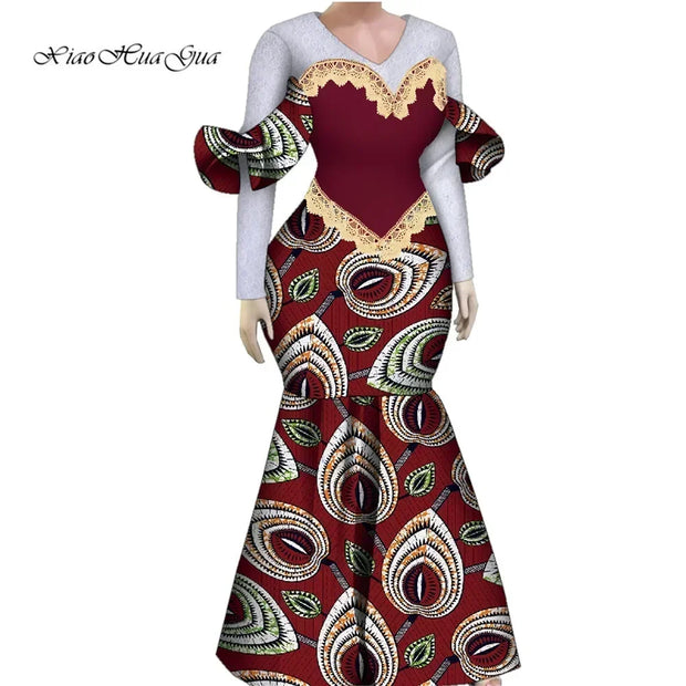 Women African Plus Size Evening Dresses Wedding Party Long Luxury Lace Gown Bodycon Mermaid Dress Ankara Dresses Clothing WY1490