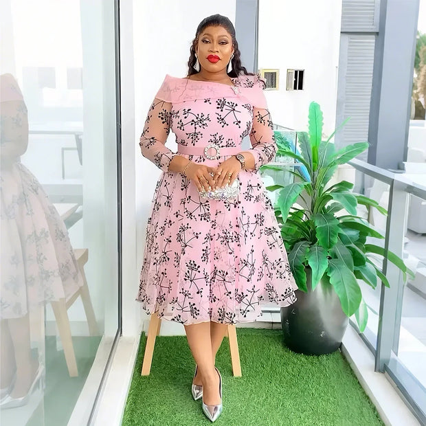African Dresses for Women 2025 Plus Size Evening Party Long Dress Africa Clothing Elegant Turkey Muslim Print Maxi Dress