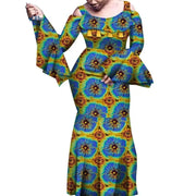 African Dresses for Women Print Flare Long Sleeve Dresses Vestidos  Riche African Wedding Party Sexy Ankara Dresses WY6843