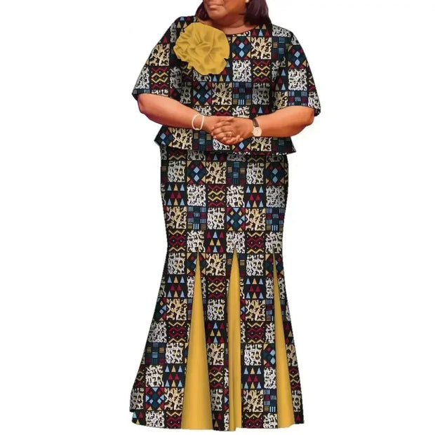 African Skirts and Top Sets for Women Party Ankara Fashion African Print Clothes Dashiki Outfits Lady Evening Gowns WY2143